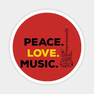 Peace Love Music (balck) Magnet